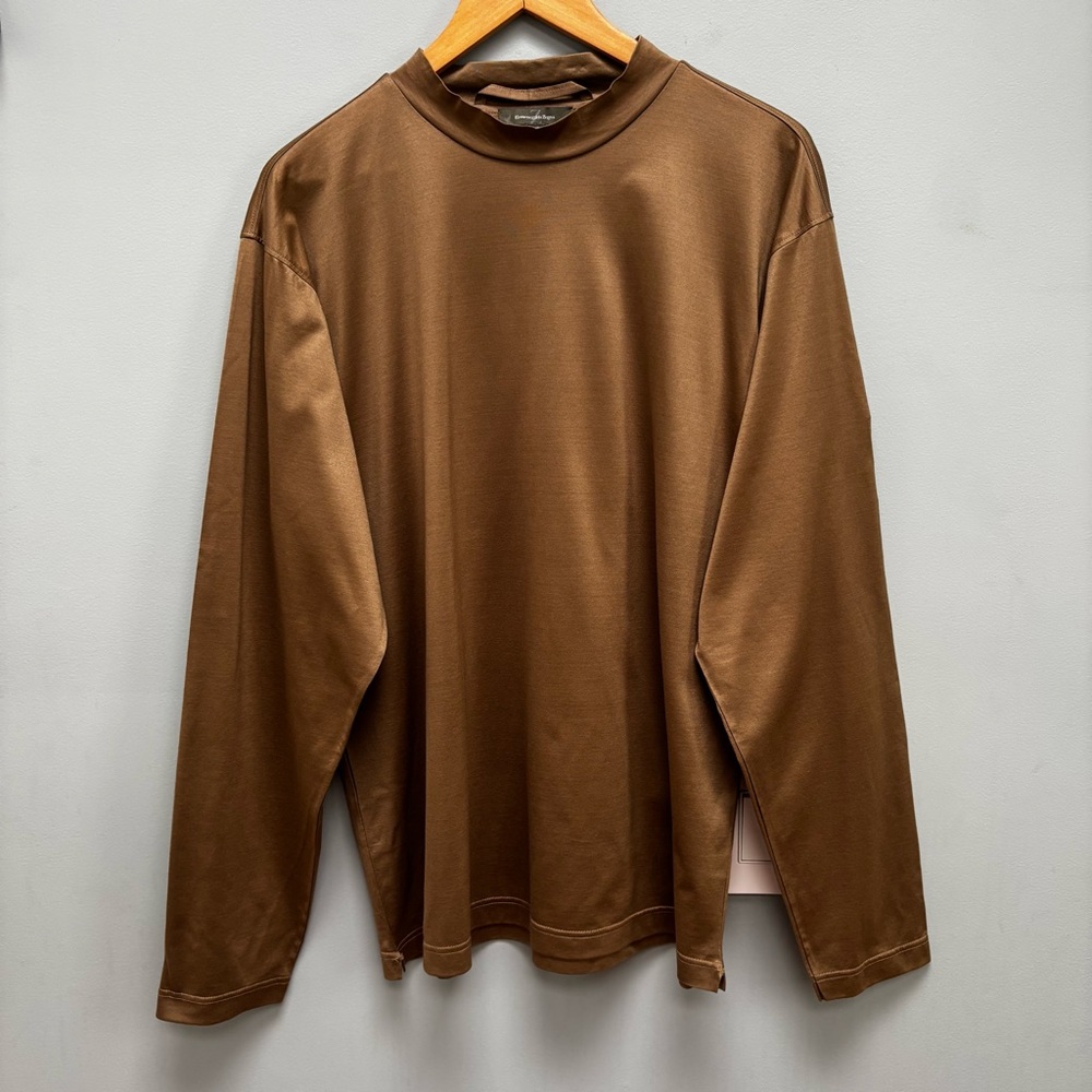 Ermenegildo Zegna Mock Neck Long Sleeve Cotton Top XXL